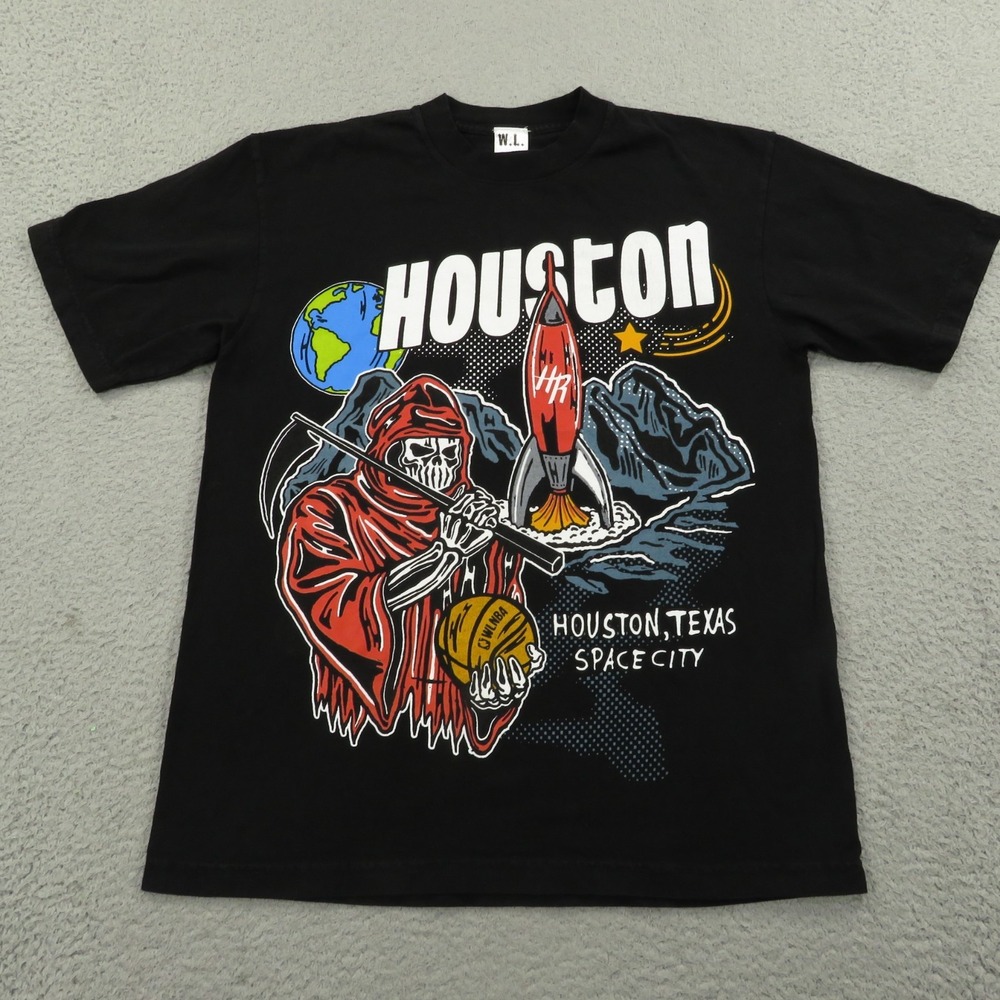 Warren Lotas Shirt Mens Medium Black Houston Rockets Streetwear Graphic Reaper T